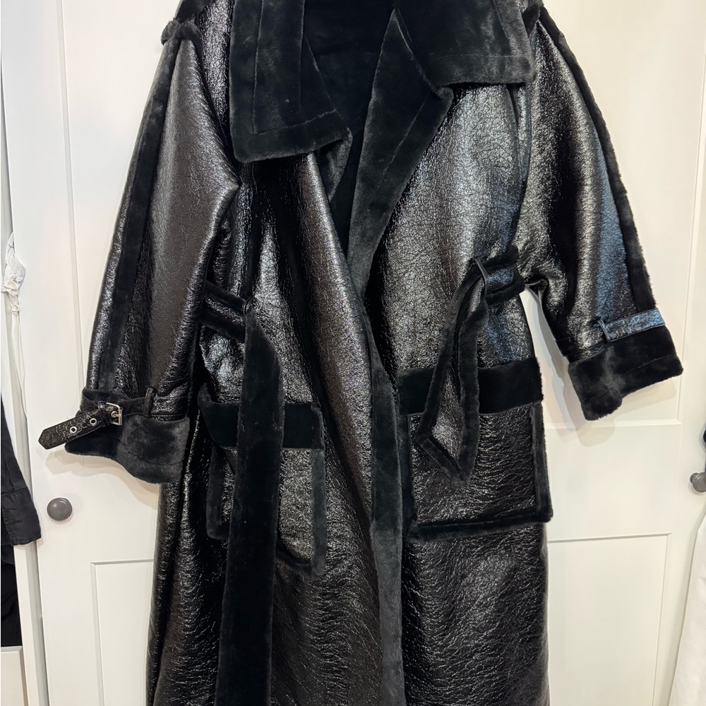 Black Faux Fur Long Coat